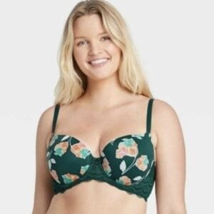 Auden Bra Green Floral The Daydream Push-Up Bra (36C) EUC
